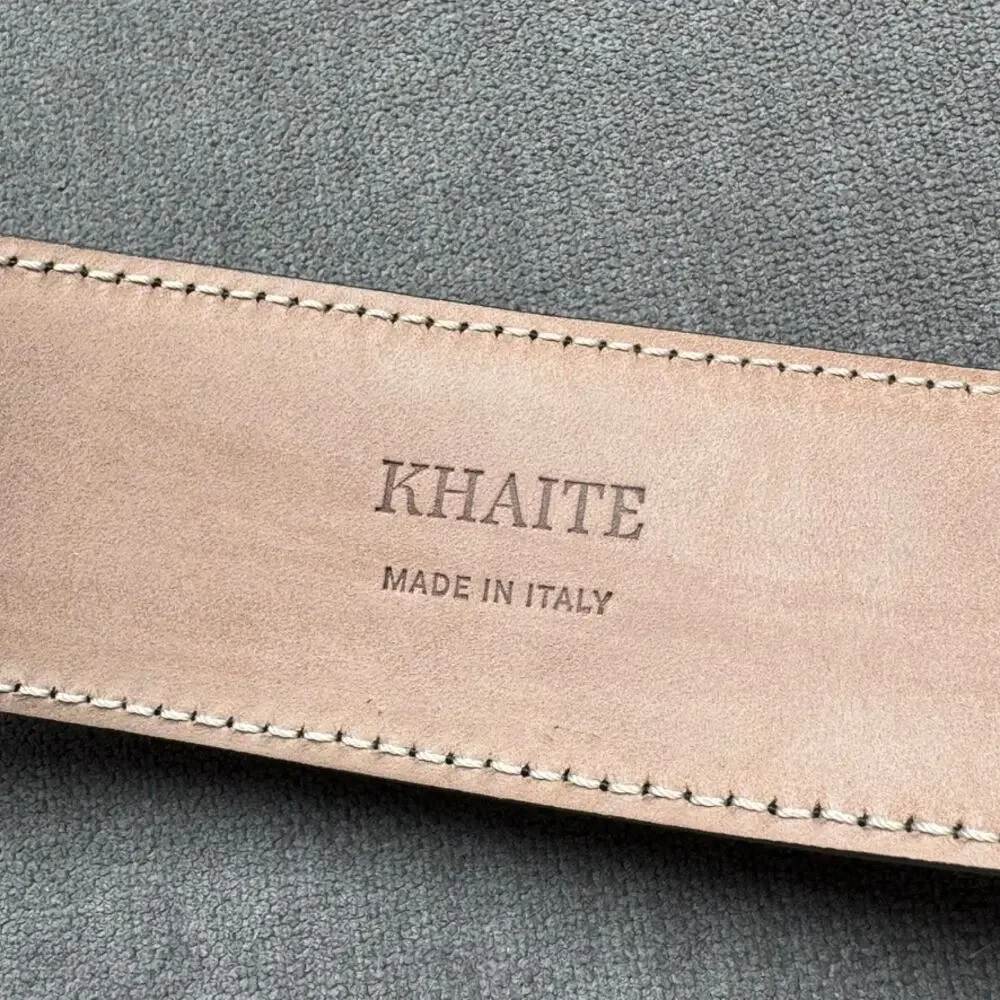 Khaite The Bruno Belt in Black Leather with Antique Silver One Size